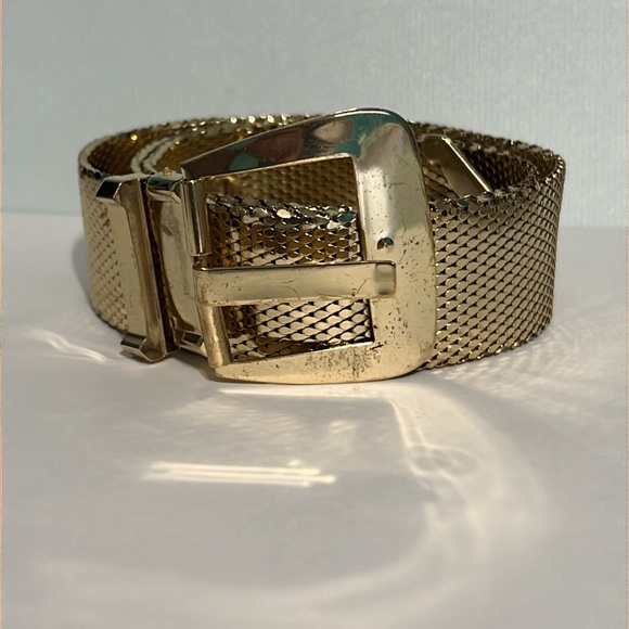 Whiting and Davis Gold Mesh Metallic Belt - Picture 2 of 4